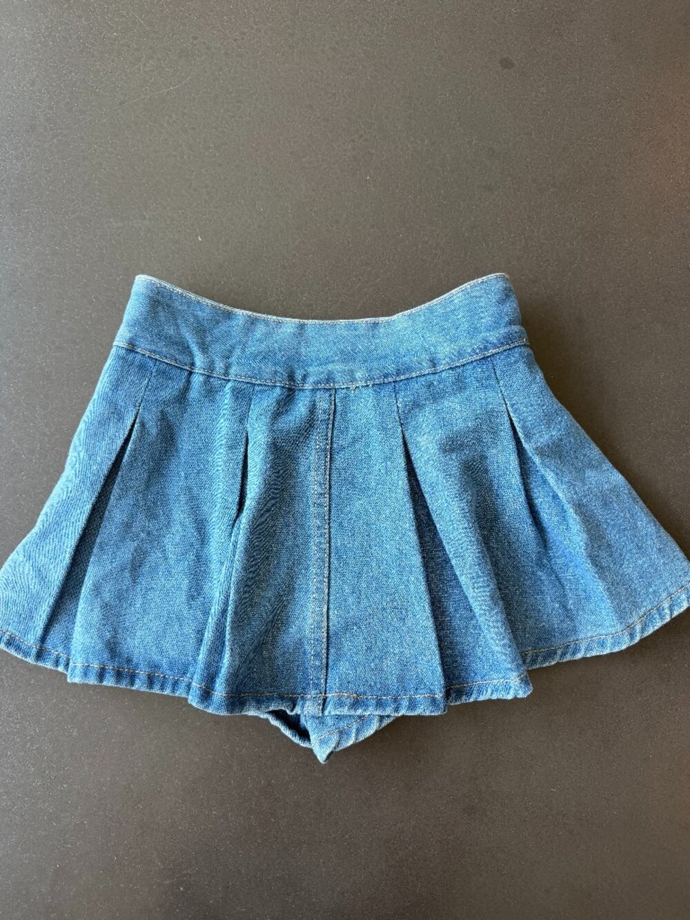Denim Pleated Skirt - XS - Medium Wash